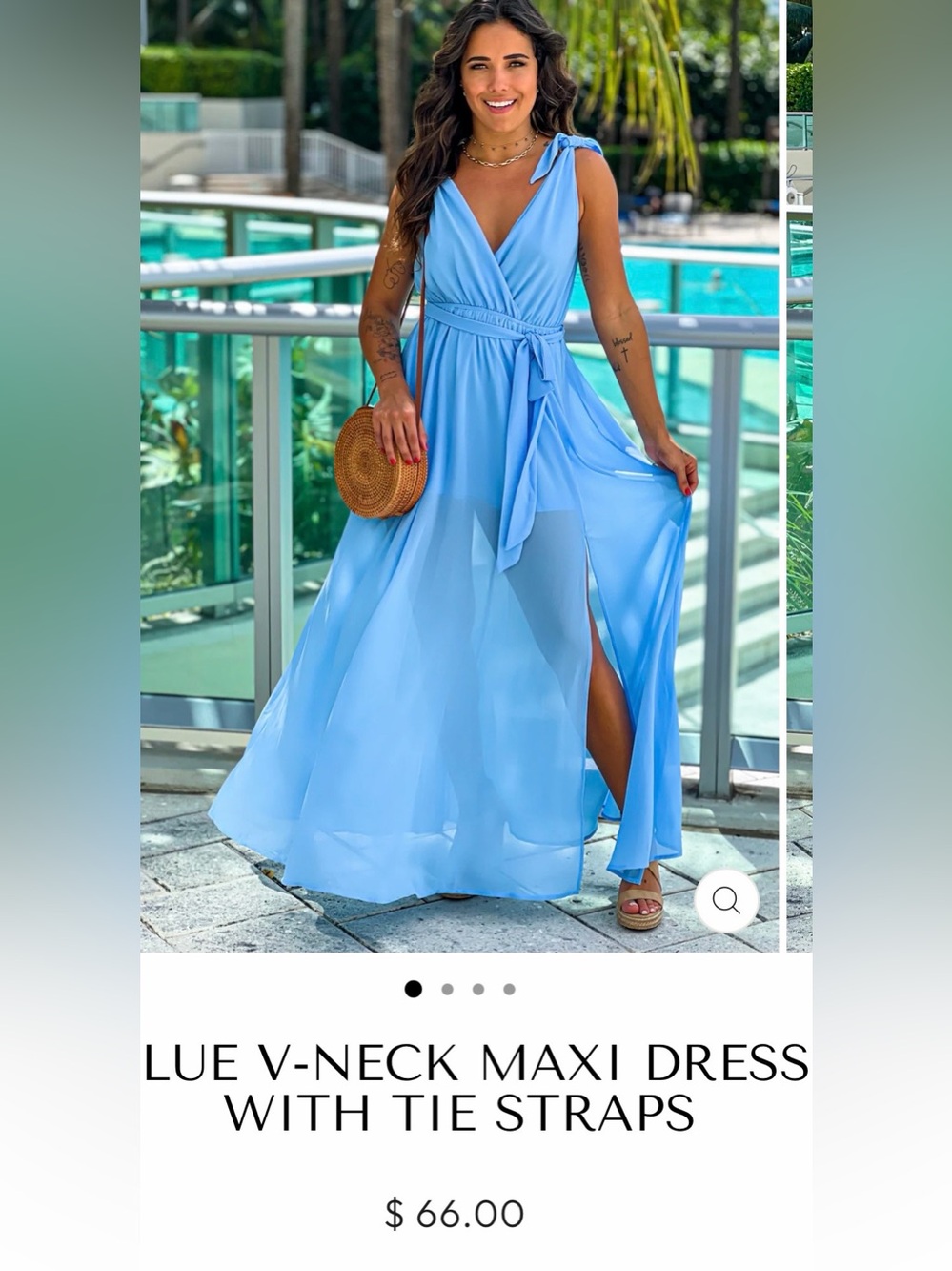 Light Blue V-Neck Maxi Dress